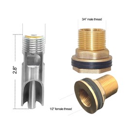 5 Pack Pig Water Nipple, 1/2” Automatic Pig Waterer Nipples, 304 Stainless Steel Pig Nipple Waterer for Barrel Kit for Hogs Sows Piglets Goats, 1/2 Female to 3/4 Male Brass Water Tank Connector