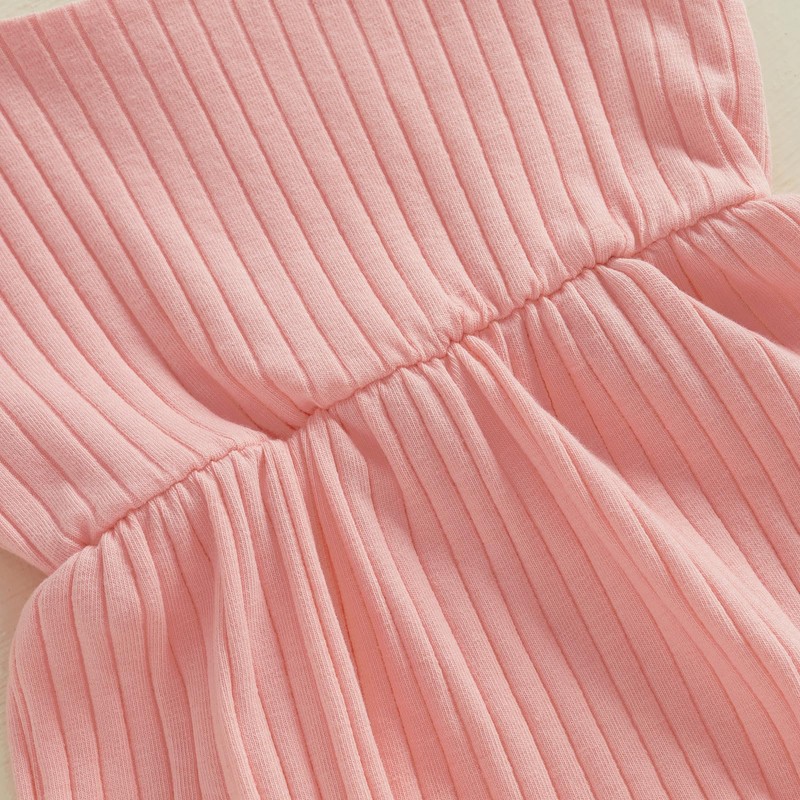 Ursobutegl Newborn Infant Baby Girl Romper Ribbed Knit Sleeveless Spaghetti
