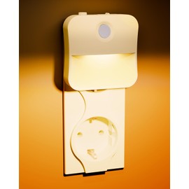 FLOWood Night Light Socket with Twilight Sensor, Pack of 2 Night Light Children 3 Adjustable Brightness, LED Socket Light for Children's Room, Stairs, Aisle, Bedroom, Kitchen, Bathroom, Warm White