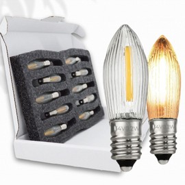 Berglicht Pack of 10 LED Filament 34 V / 0.2 W E10 Replacement Bulbs for Arcs with 7 Burning Points Halogen Warm White