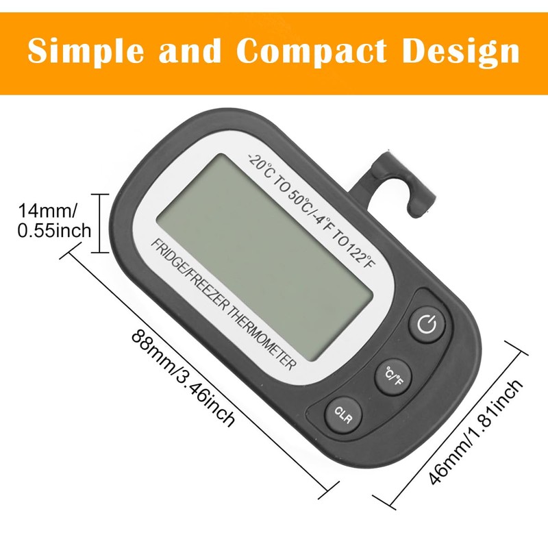 Digital Frigerator Thermometer 2 Pack, Waterproof Fridge and Freezer Thermometer,