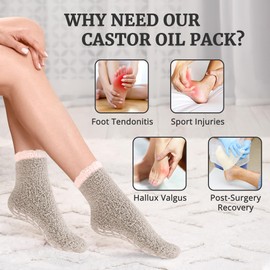 Castor Oil Pack Wrap Organic Cotton for Women，Castor Oil Socks for Feet Arthritis and Feet Tingling Cracking, Winter Fluffy Fleece Comfy Home Socks, Khaki