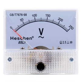 Heschen 85L1-250V Rectangular Plate Mount Voltage Meter AC 0-250V Class 2.5 White