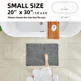 TYUU Black and White Bathroom Rugs, Waffle Runner Rug Bathroom Non Slip Washable Long Super Absorbent Quick Dry Boho Farmhouse Bathroom Decor, 72"x24" Black and White