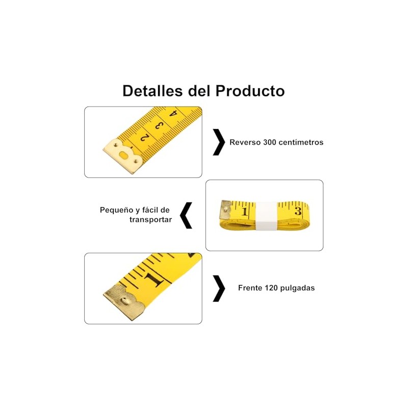 3M Cinta Metrica Corporal Lateral, Cinta para Medir Doble Escala