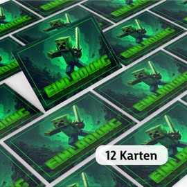 Koko Lora 12 x Invitation Cards Gaming Children's Birthday Party Invitations for Children