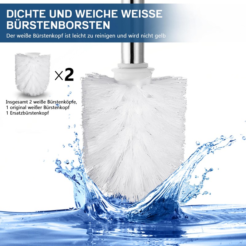 FIISAYL Miroir Toilet Brush with Stainless Steel Handle and Base