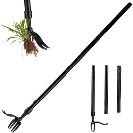 zonmtreo Weed Puller Tool，Stand Up Weed Puller Tool，Weeding Artifact Uprooting Equipped with a Shovel，Easily Remove Weeds Effortlessly Without The Need to Tug, Bend, Or Flex (Stainless Steel-44 in)