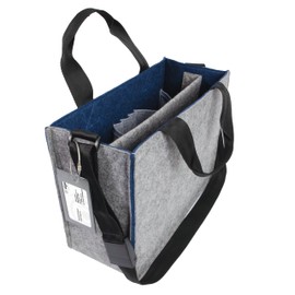 SIGEL BA424 Desk Sharing Bag Classic, Organiser for Mobile Work, Completely Secure Stand: for Laptops up to 15.4 Inches and Documents, Synthetic Felt, Grey/Blue, Medium 36 x 15 x 28 cm