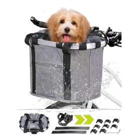 Bicycle Basket, Quick Detachable Bicycle Basket, Small Pet Cat Dog Carrier Basket for Bike, Cycling Picnic Bag,Detachable Cycling Bag (Grey)