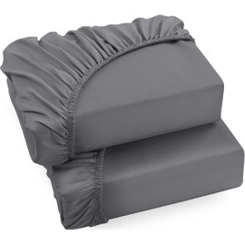 Utopia Bedding Fitted Sheet Single (2 Pack), Grey - Deep Pocket 14 inch (35 cm) - Easy Care - Soft Brushed Microfibre Fabric - Shrinkage and Fade Resistant - Bottom Sheet