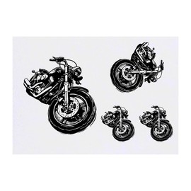 Azeeda 4 x 'Skizzenhaftes Motorrad' Temporäre Tattoos - Wasserfest, Hautfreundlich & Ungiftig · Transfers in Verschiedenen Größen (TO00069234)