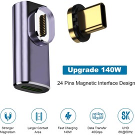 USB C Magnetic Adapter Converter, USB 3.1 40Gbps, 140W PD Fast Charge, 8K 60Hz Video Transmission (1, Gold)