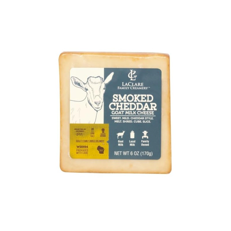 Laclare Farms Smoked Goat Cheddar Chunk, 6 oz, 4 Pack