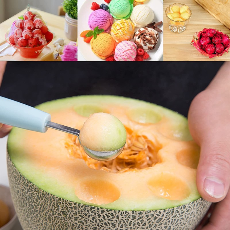 2 Pack Melon Baller Scoop,Stainless Steel Fruit Decoration Carving Knife,Melon