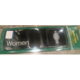 Hillman Symbol Sign 3" x 9" Women Restroom Silver Black P/N: 839860