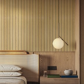 Chejiaye 3D Wood Slat Wallpapers, 8PCS 11.8"x23.6" Waterproof Removable Faux Wood Grating Peel and Stick Self Adhesive Wall Panel for Ceiling,Living Room Bedroom Home Decoration(Yellow,15.5 Sq.ft)