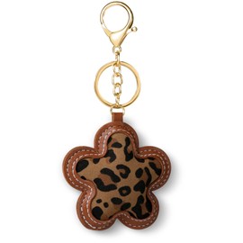 Fmeida Leopard Print Keychain for Women - Cute Bag Charms, Floral Key chain Teacher Appreciation Gifts Brown