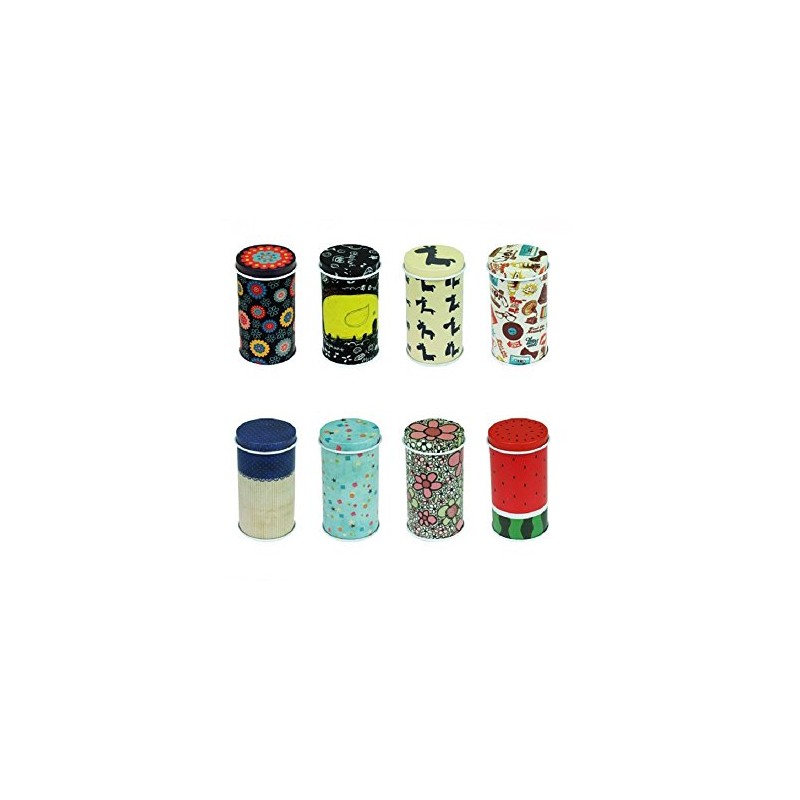 GracesDawn Set of 8 Home Kitchen Storage Containers Colorful Tins
