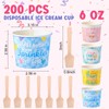 Ninehaoou 200 Sets 6 oz Ice Cream Paper Cups with