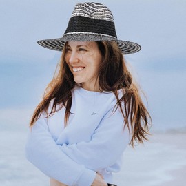 Nicole Miller Straw Sun Hats for Women, Black/White