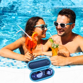 DIELOVEHUA Swimming goggles case, swim glasses case, glasses case with carabiner and drainage hole, glasses case, hard case, unisex swimming goggles case