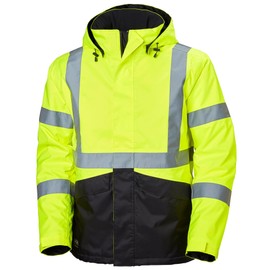 Helly Hansen Alta Winter Jacket - Waterproof Work Jacket - ANSI Class 3 Reflective Rain Gear - 220g Insulation & Hi-Vis - 369 Yellow/Charcoal - 3X-Large
