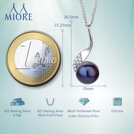 Miore Ladies 925 Sterling Silver Pearl and Zirconia Pendant with 45 cm Curb Chain