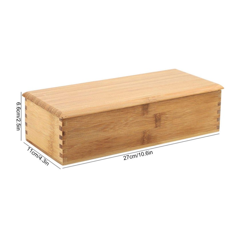 Wooden Cutlery Box with Lid, Silverware Utensil Holder Japanese Spoon