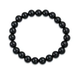 Bling Jewelry Stacking Semi Precious Black Onyx Round Bead 8MM Stretch Bracelet for Women Men Teen Unisex Strand Stackable Adjustable