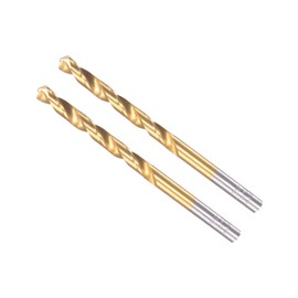 CoCud Twist Drill Bits, 5.6mm Drilling Diameter, Titanium Coated High Speed Steel 6542 Straight Round Shank - (Applications: for Stainless Steel Alloy Metal), 2-Pieces