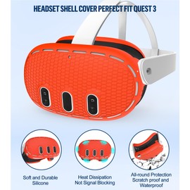 Silicone Cover Set Compatible with Meta/Oculus Quest 3 Accessories, Controller Grips, VR Shell Cover, Facial Interface Cover, Protective Lens Cover, Tempered Glass Lens Caps, Not Fit Quest 3S