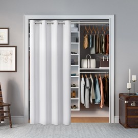 AOSKY Door Curtains for Doorway Privacy, White Grommet Closet Curtains for Bedroom, Door Window Curtain, Light Blocking Thermal Insulation Drapes for Living Room Set of 1 Panels, 52" W x 96" L