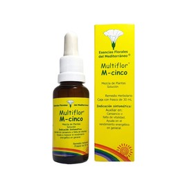 Multiflor® M - cinco Energía - Vitalidad, en situaciones de cansancio. En deportistas. En personas de la tercera edad, da vitalidad. con Tintuira Madre Bach Esencias Florales Solución 30 ml.