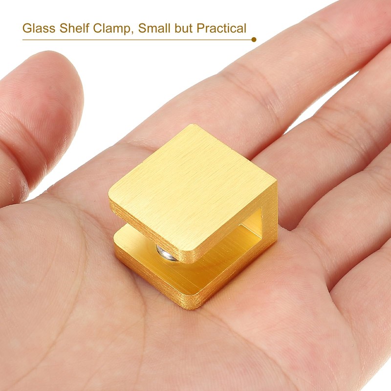 Uxcell Brass Glass Shelf Clamp - 10Pcs Adjustable Bracket Support