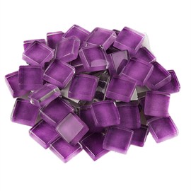 Glass Mosaic Tiles, Mosaic Stones, Bulk Square Glass Stones, Glass Tiles, Glass Pieces for Crafts, Home Decoration, 200 g, 1 x 1 cm (Purple)