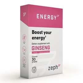 ZEPH Energy Strips - Fast-Acting Natural Energy Supplement - with 3mg Caffeine, L-Theanine, and Vitamin B12 Ice - Peppermint Flavor - 30 UN