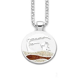 DUR Jewellery Pendant Beach Wave Beach Sand Logo Amber Sand Silver 925 Rhodium-Plated (P3962), Sterling Silver, No Gemstone