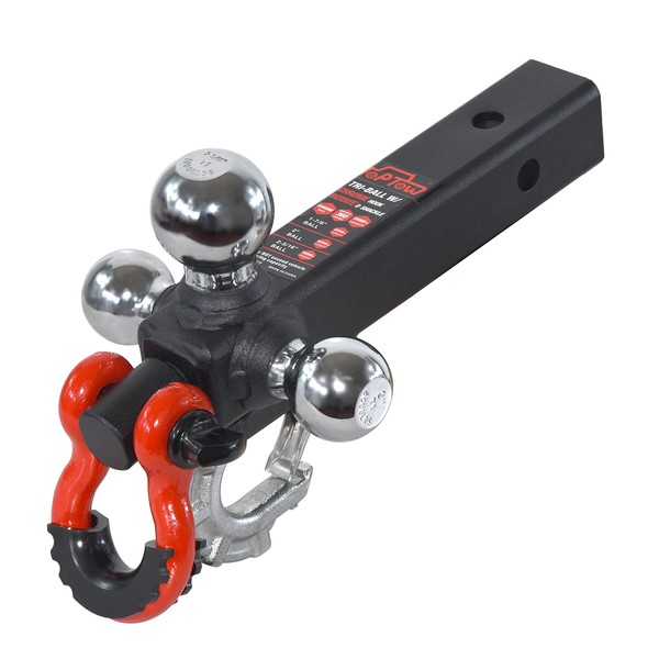 TOPTOW TOPTOW Recovery Shackle Ball Hitch Mount w/Chrome Triple Tow