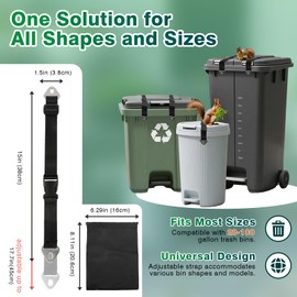 Muomdid 2 Pcs Heavy-Duty Trash Can Lock Raccoon Adjustable Locks for Animals Metal Claw Bear Proof Trash Can with a Storage Bag for Prevents Squirrels Dogs Raccoons Birds