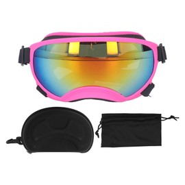 Dog Sunglasses UV Protection PC Windproof Comfortable Ventilate Pet Sunglasses for Dogs Doggy Pet Puppy Pink Frame Red Lens