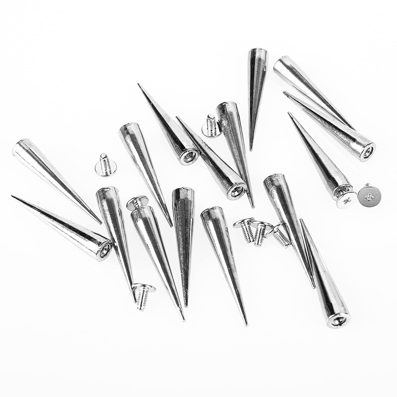 30PCS 40MM Spike and Studs Silver Cone Spikes Punk Large