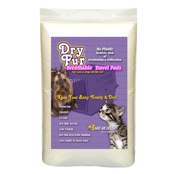 DryFur Super Absorbent Pet Carrier Travel Pads (XL - 24in x 35in) 4 Pack