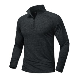 MAGCOMSEN Mens Quarter Zip Pullover Sun Protection UPF 50+ Fishing Shirts Moisture Wicking Long Sleeve Running Shirts Summer Rash Guard Black M