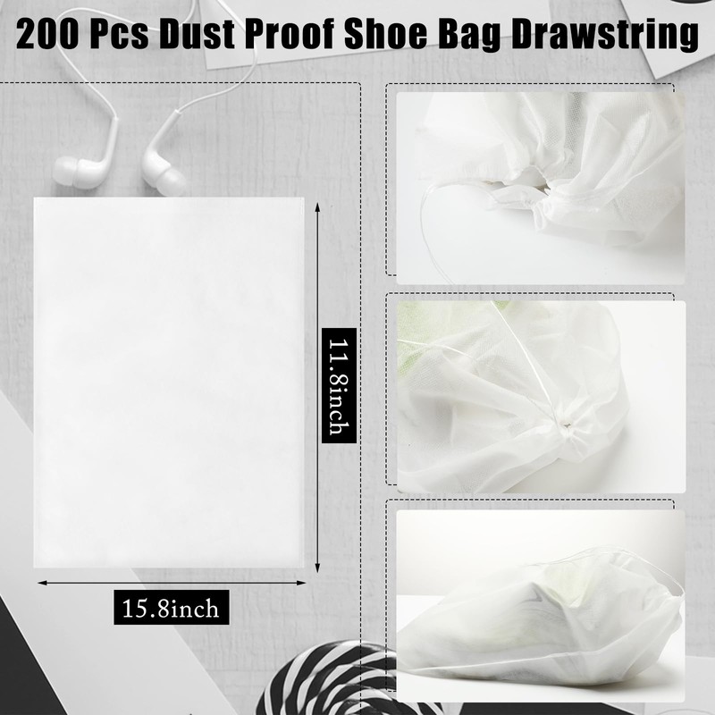 Sweetude 200 Pcs Dust Proof Shoe Bag Drawstring Storage Bag