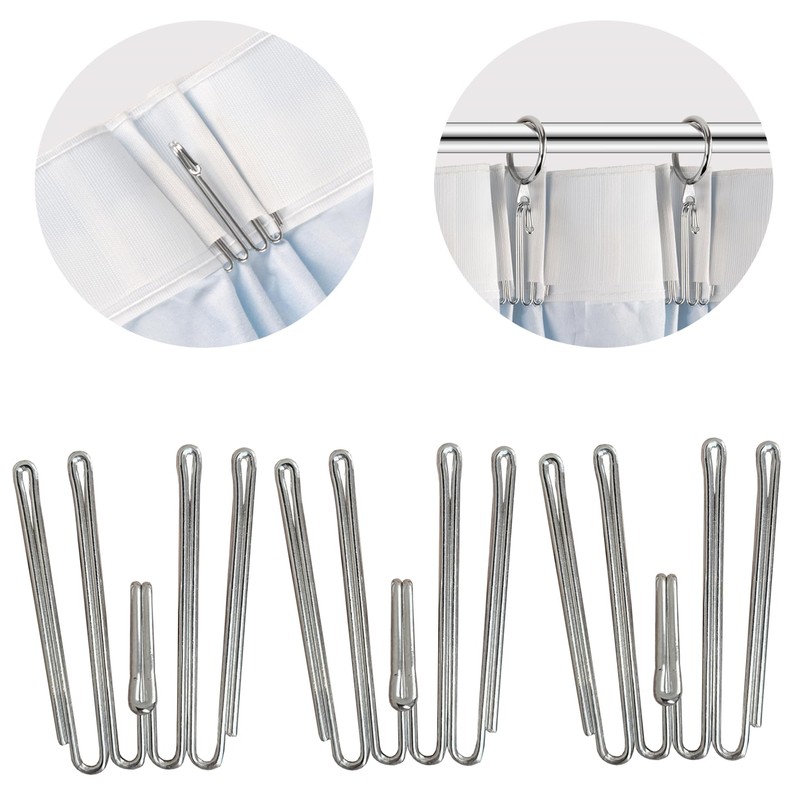 Metal Curtain Hooks Pinch Pleat Header Tape Pins Heavy Duty