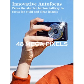 Digital Camera 4K Kids Camera Digital with 48MP High Resolution,16X Zoom Large 2.4'' Screen This Camera Comes with 64GB Micro SD Card,Big Battery for Kids Boys and Girls (Black)