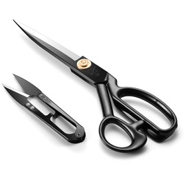 Tijeras de costura, tijeras profesionales de tela de 10 pulgadas, tijeras resistentes de corte afilado para manualidades, cuero, confección, sastrería, alteraciones (10 pulgadas, negro, diestro)
