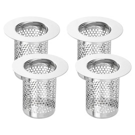 uxcell 3 Pack Shower Drain Strainer, 2" x 2.2" Stainless Steel Floor Drain Strainer Deep Sink Hair Catcher for Kitchen Bathroom Balcony Floor Drain, Fit Hole Size from 1.38" to 2.17"