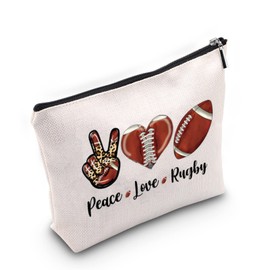 Funny Rugby Gift Peace Love Rugby Cosmetic Bag Rugby Fans Gift Rugby Player Gift Rugby Girl Gift
